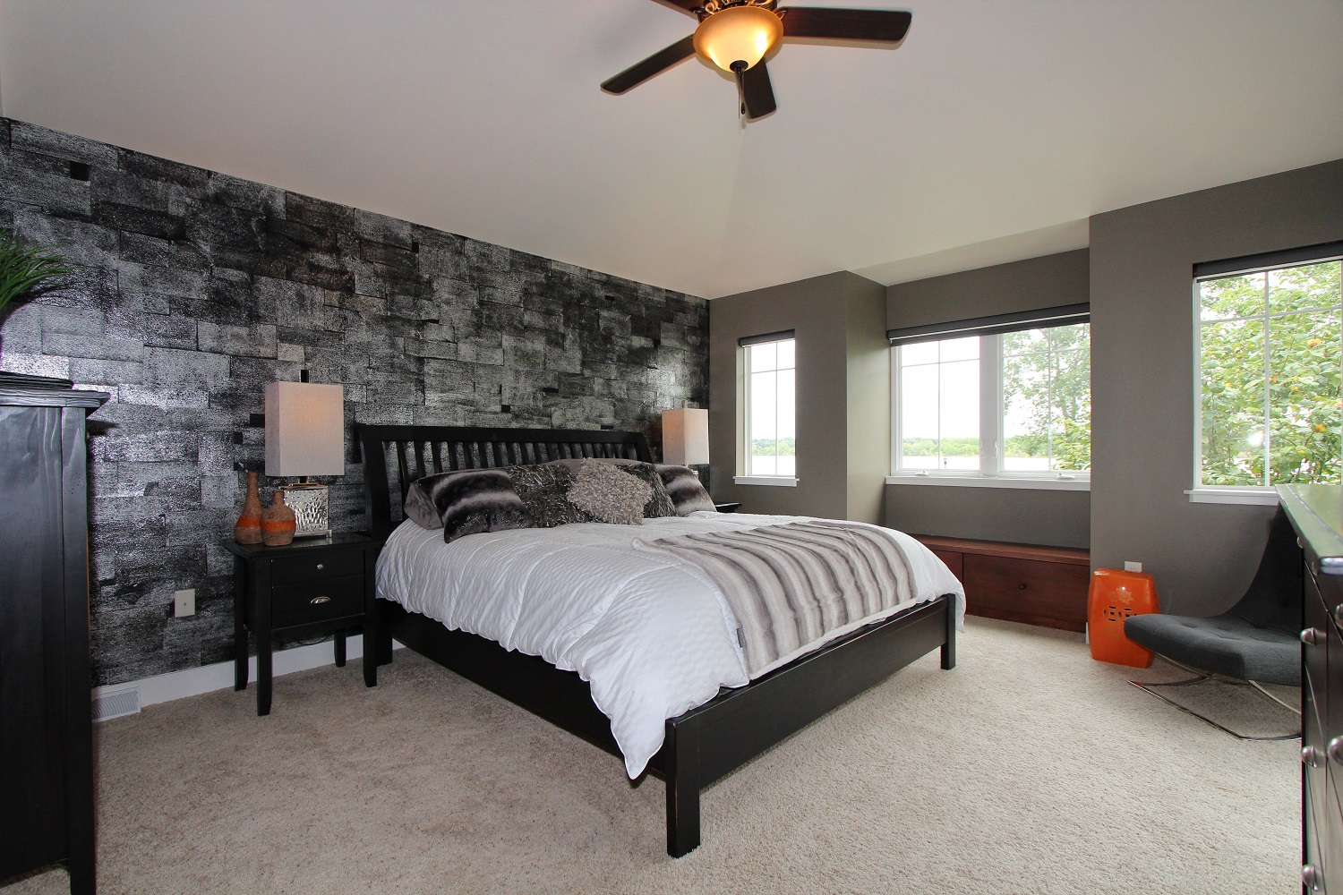 bedroom mamrble black wall interior design