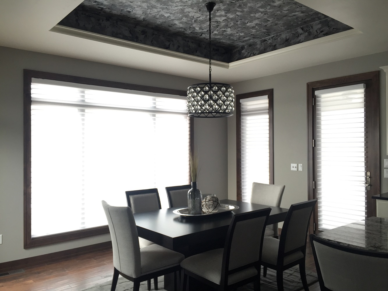 living room with curtain blinds interior design