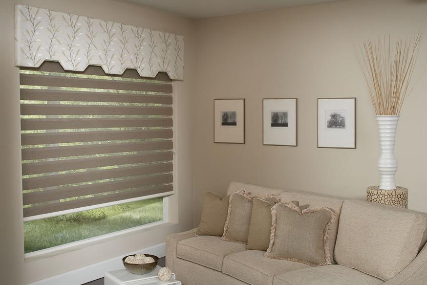 tan blinds in living room