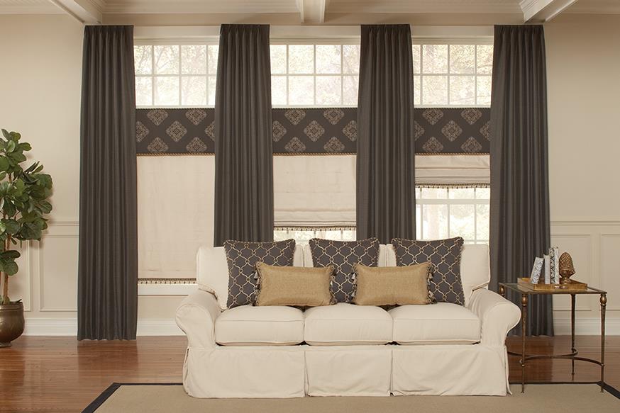 dark gray curtains in living room