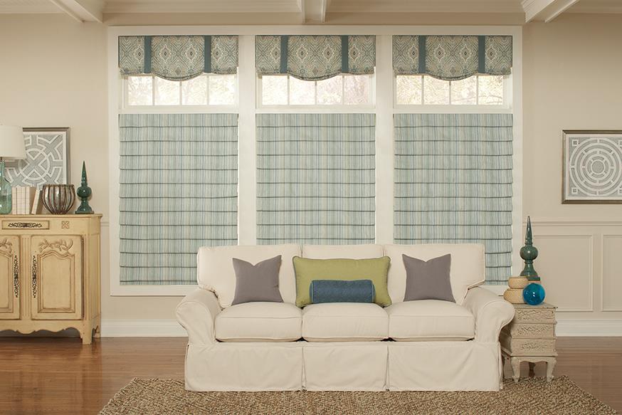 checkered curtains in living room